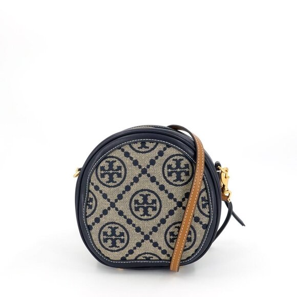 Tory Burch T Monogram Jacquard Moon Crossbody Bag Blue - Picture 3 of 15